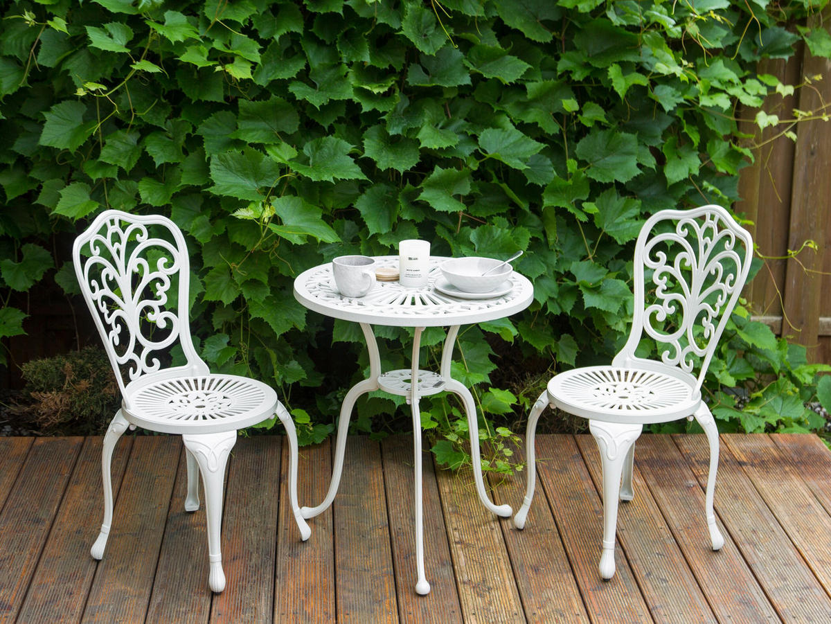 BISTRO-SET 2-Sitzer Weiß Triora/Dascio - Weiß, Metall - Beliani
