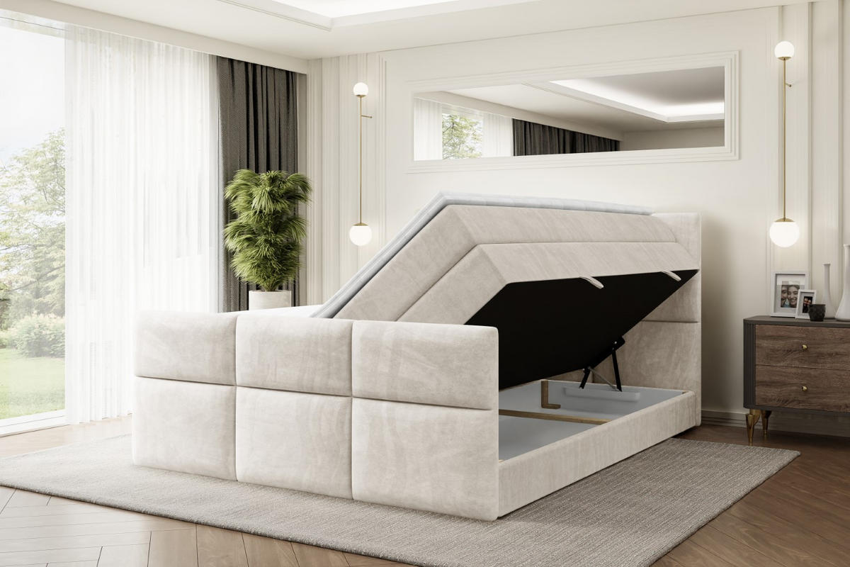 BOXSPRINGBETT OHIO-Z KING - 120x200 - H3/H4 - Creme - Creme, Holzwerkstoff (120/200cm) - ALTDECOR