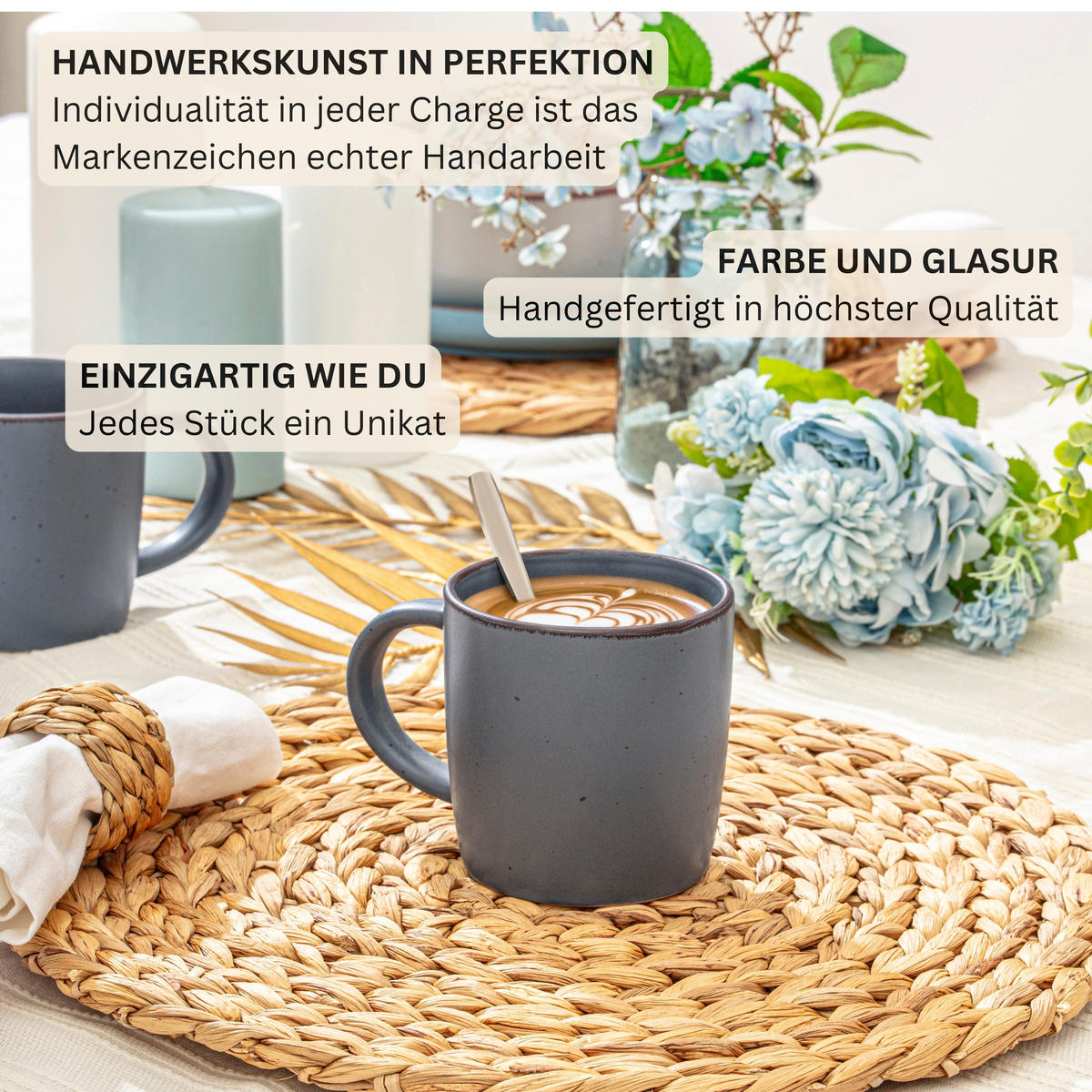 TAFELSERVICE BOMBAY MOONLIGHT - 36 teilig aus Steingut 12 Personen - Multicolor/Grau, Stein (50/30/80cm) - Sänger