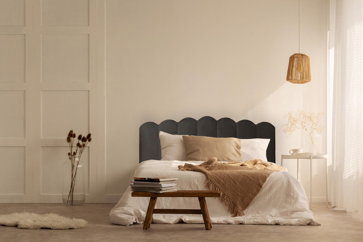 KOPFTEIL aus Erdfarbenes Samt 160/74/3 cm SHELL - Graubraun, Textil (160/74/3cm) - RNT By Really Nice Things