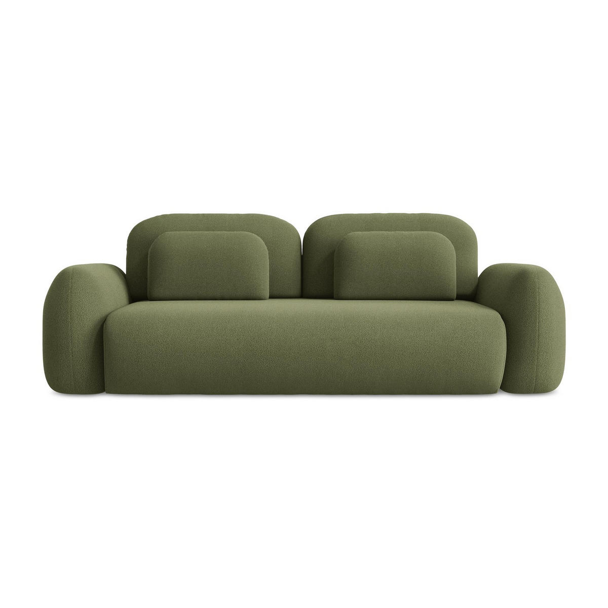 3-SITZER SOFA mit Schlaffunktion Bouclé Stoff Grün - Schwarz/Grün, Holzwerkstoff/Kunststoff (266/95/121cm) - LaMiaSofa