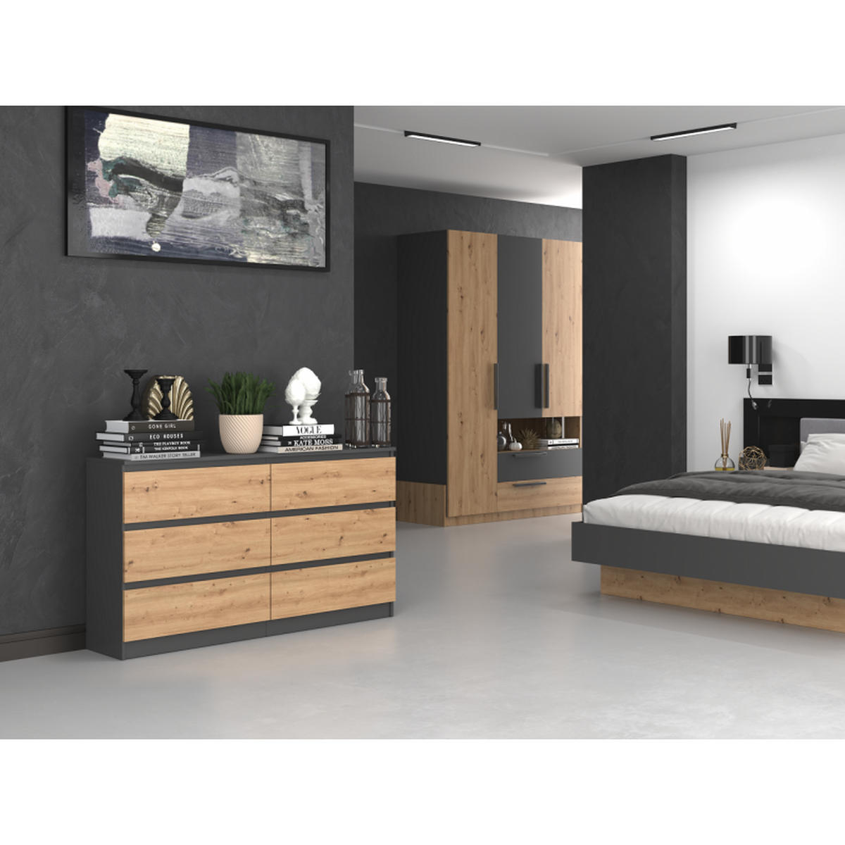 KOMMODE Anthrazit, Artisan 138/75/40 - Anthrazit, Holzwerkstoff (138/75/40cm) - RAUMHIRSCH FURNITURE