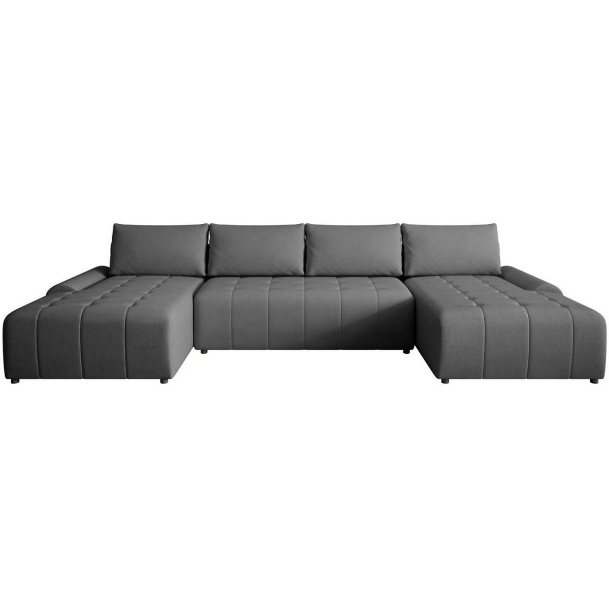 WOHNLANDSCHAFT Costa U Schwarz, Velours - Schwarz, Kunststoff/Textil (367/80/169cm) - Beautysofa