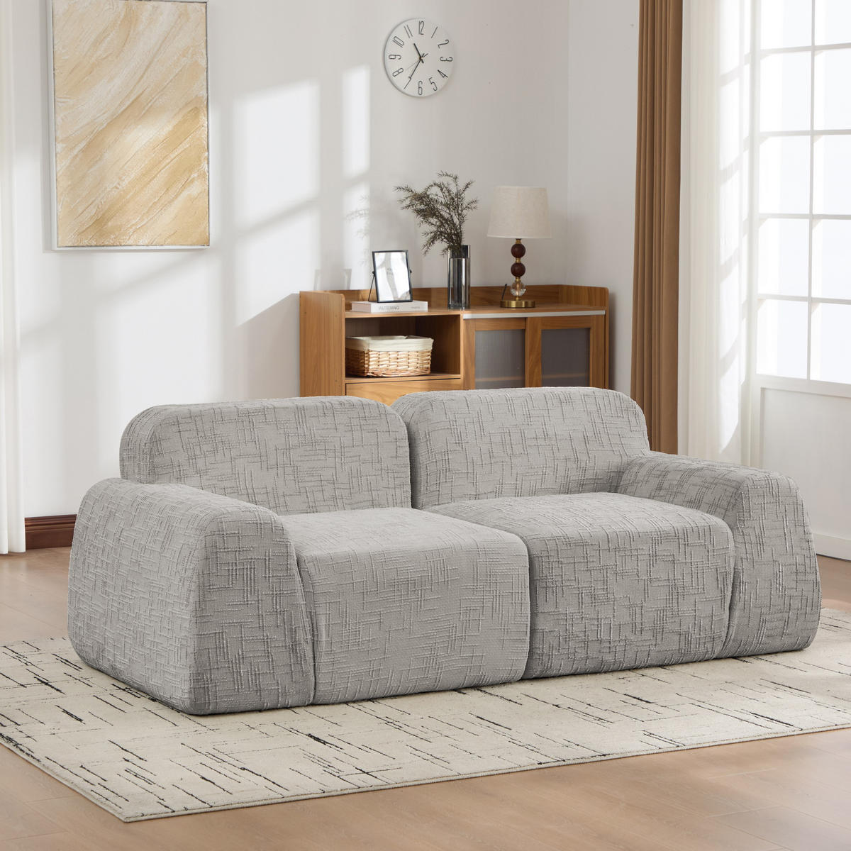 2-SITZER SOFA Chenille Grau ohne Montage - Grau, Textil (198/73/90.5cm) - WISHDOR