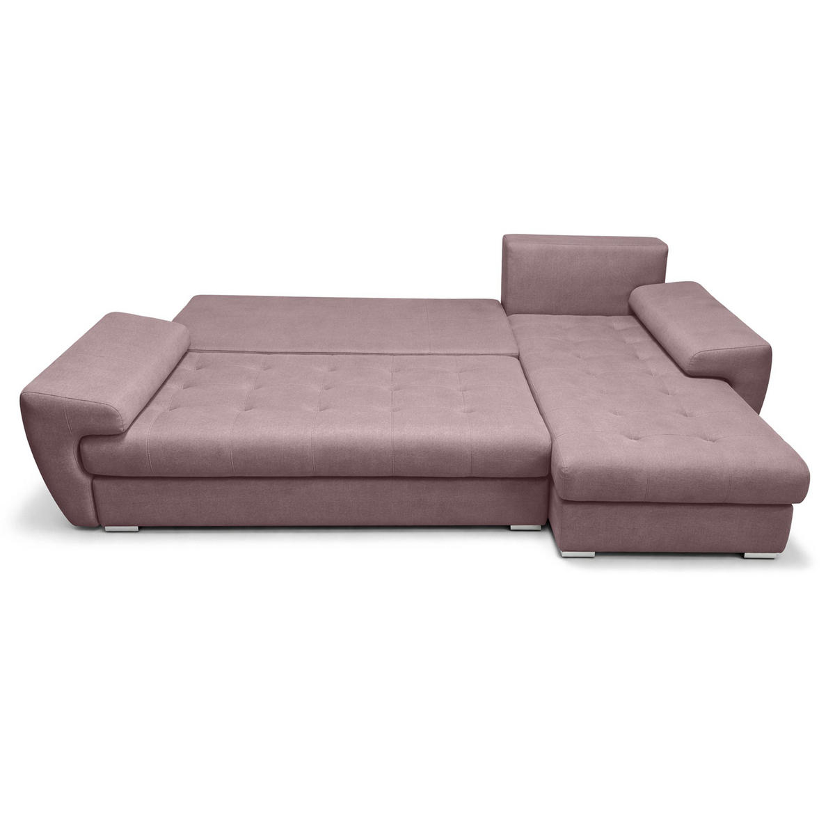 ECKSOFA L Form Manisa Rosa 234/145/83 cm Rechts mit Schlaffunktion - Silberfarben/Rosa, Kunststoff/Textil (234/145cm) - AX Living