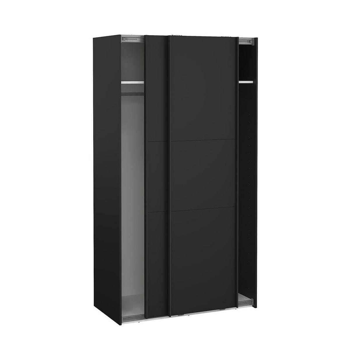 SCHIEBETÜRENSCHRANK, Como, Schwarz, Holzwerkstoff, 119 x 67 x 221 cm - Schwarz, Holzwerkstoff (119/221/67cm) - ebuy24