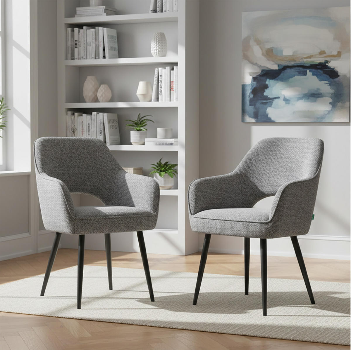 ESSZIMMERSTUHL Mika-Runa 2er-Set - Dunkelgrau/Schwarz, Textil/Metall (60/87/65cm) - DUBI Möbel