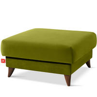 HOCKER GUSTAVO Velours, Olivgrün - Olivgrün, Holz/Holzwerkstoff (92/49/92cm) - KONSIMO®