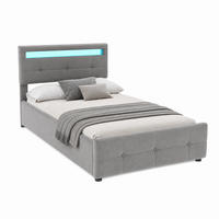 POLSTERBETT mit LED und Stauraum 90x200 cm Samt Grau - Grau, Metall (90/200cm) - Meubliv