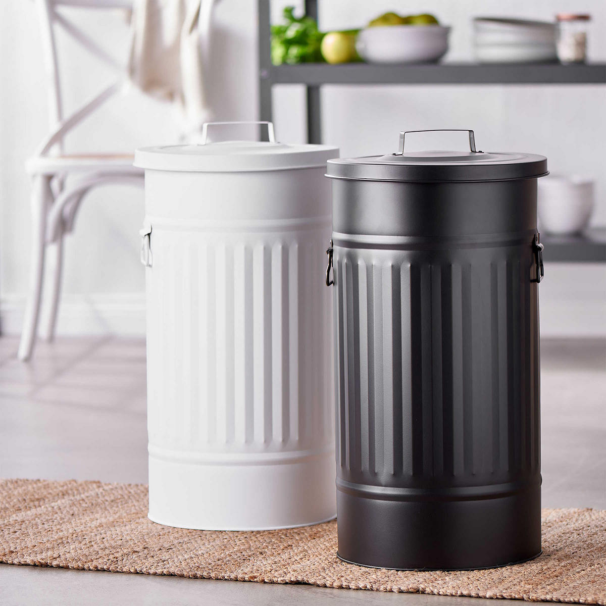 MÜLLTONNE Zinc Oskar - Schwarz, Metall (34/64/34cm) - Butlers