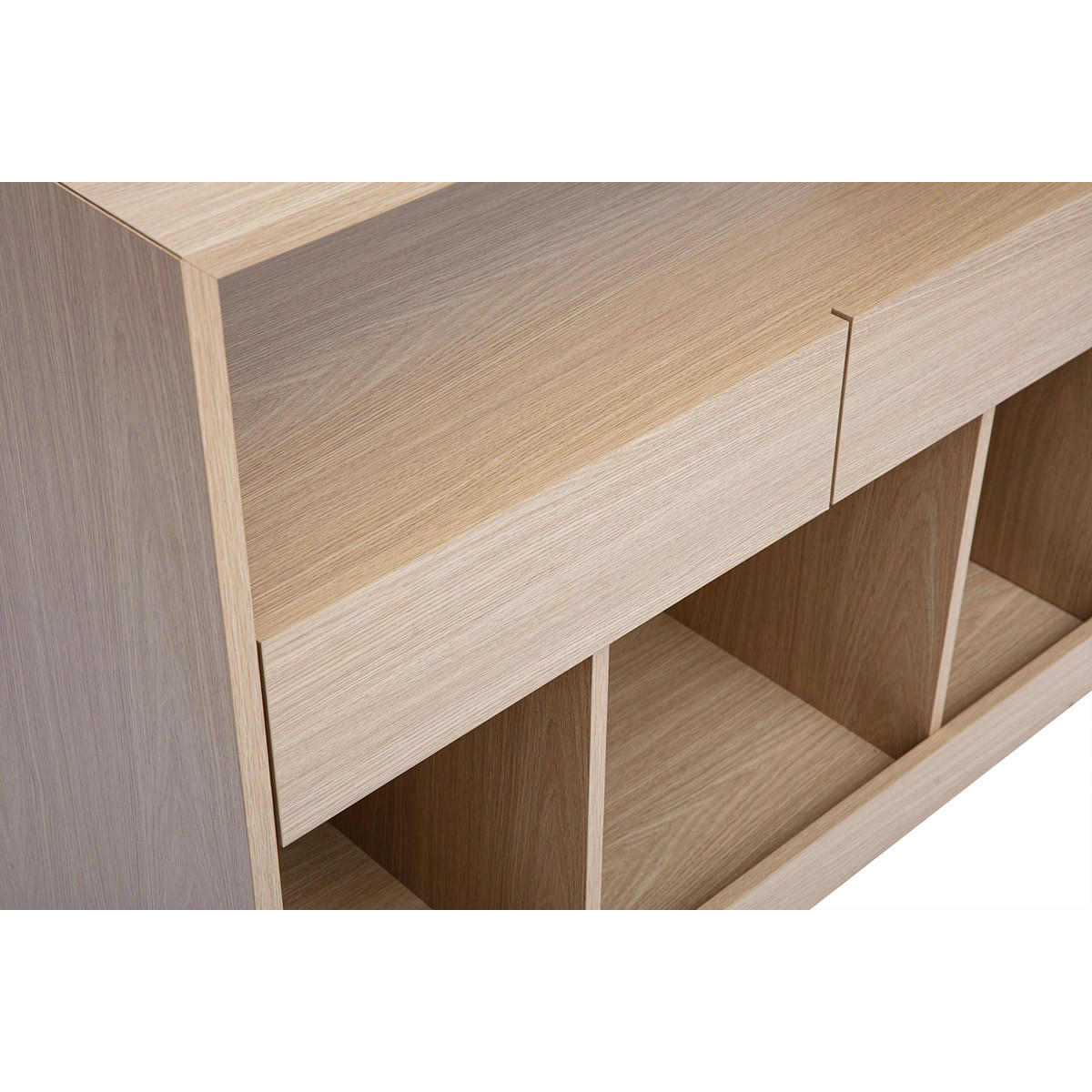KONSOLE mit Schubladen in heller Eichenholzoptik L100 cm RUBINA - Eiche Bianco, Holz (100/39.5/85.5cm) - Miliboo