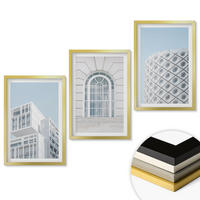 WANDBILDER 3er Set - 40x60 cm Goldrahmen - Moderne Architekturgeometrie - Goldfarben, Kunststoff (40/60cm) - ArtPrintCave