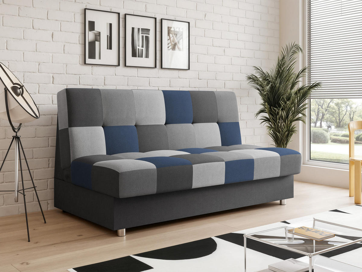 SCHLAFSOFA SKAL mit Bettkasten Anthrazit/Blau - Blau/Anthrazit, Holzwerkstoff/Kunststoff (200/85/90cm) - Idohome