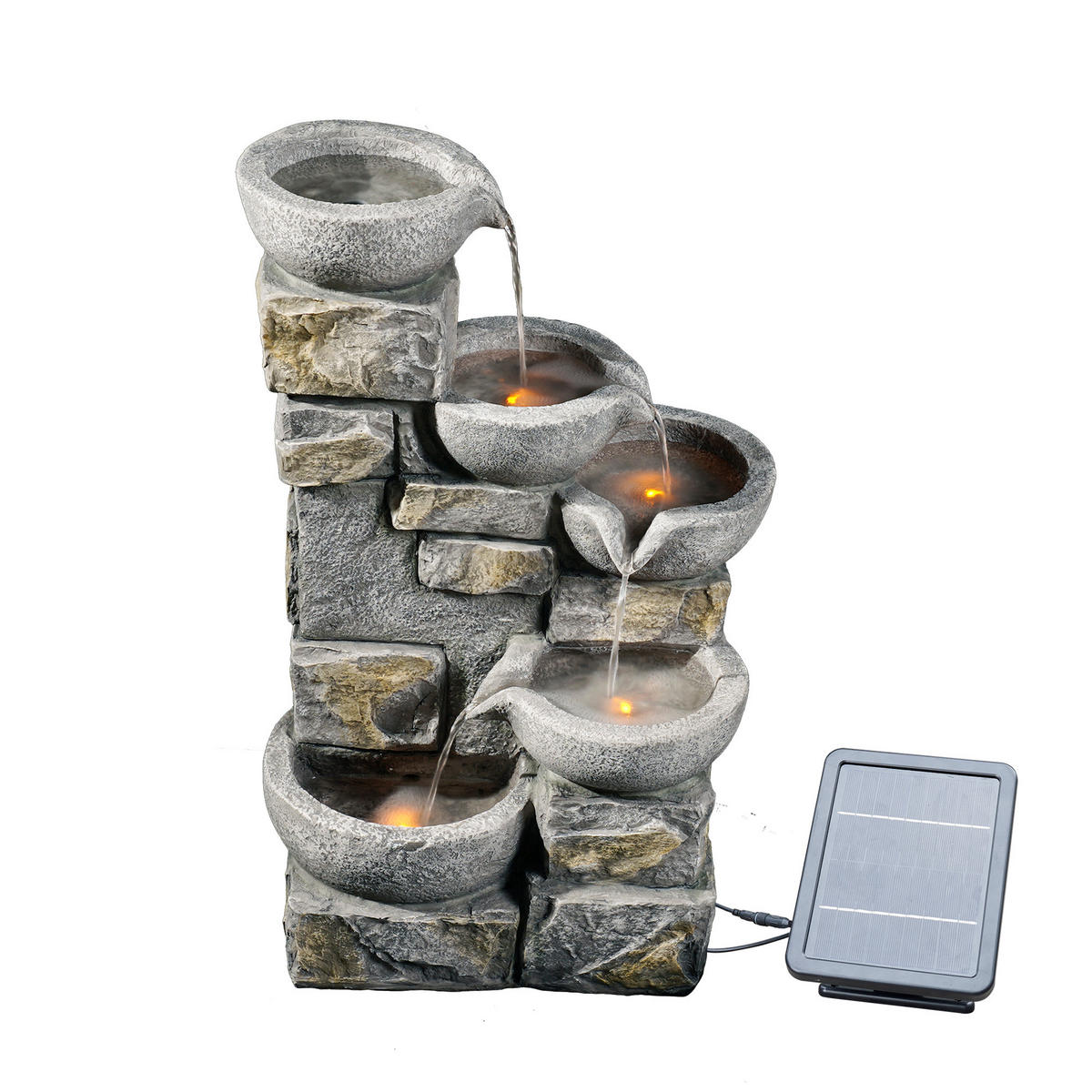 SOLAR-BRUNNEN Outdoor - Grau, Kunststoff (43.2/30.5/68.6cm) - Teamson Home