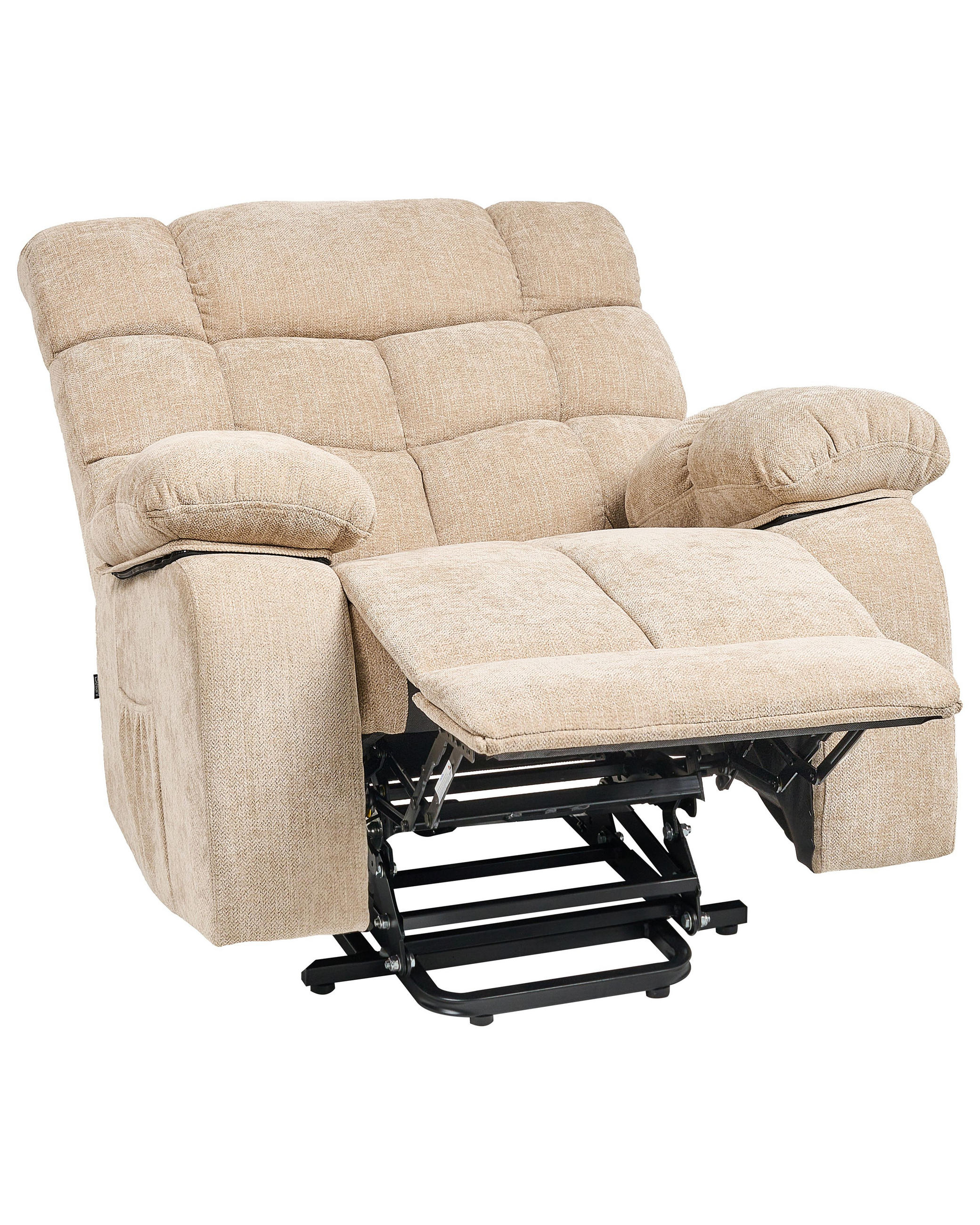 ELEKTRISCHER-FERNSEHSESSEL mit Fußstütze Stoff Beige Ares - Beige, Textil (95/105/94cm) - Beliani