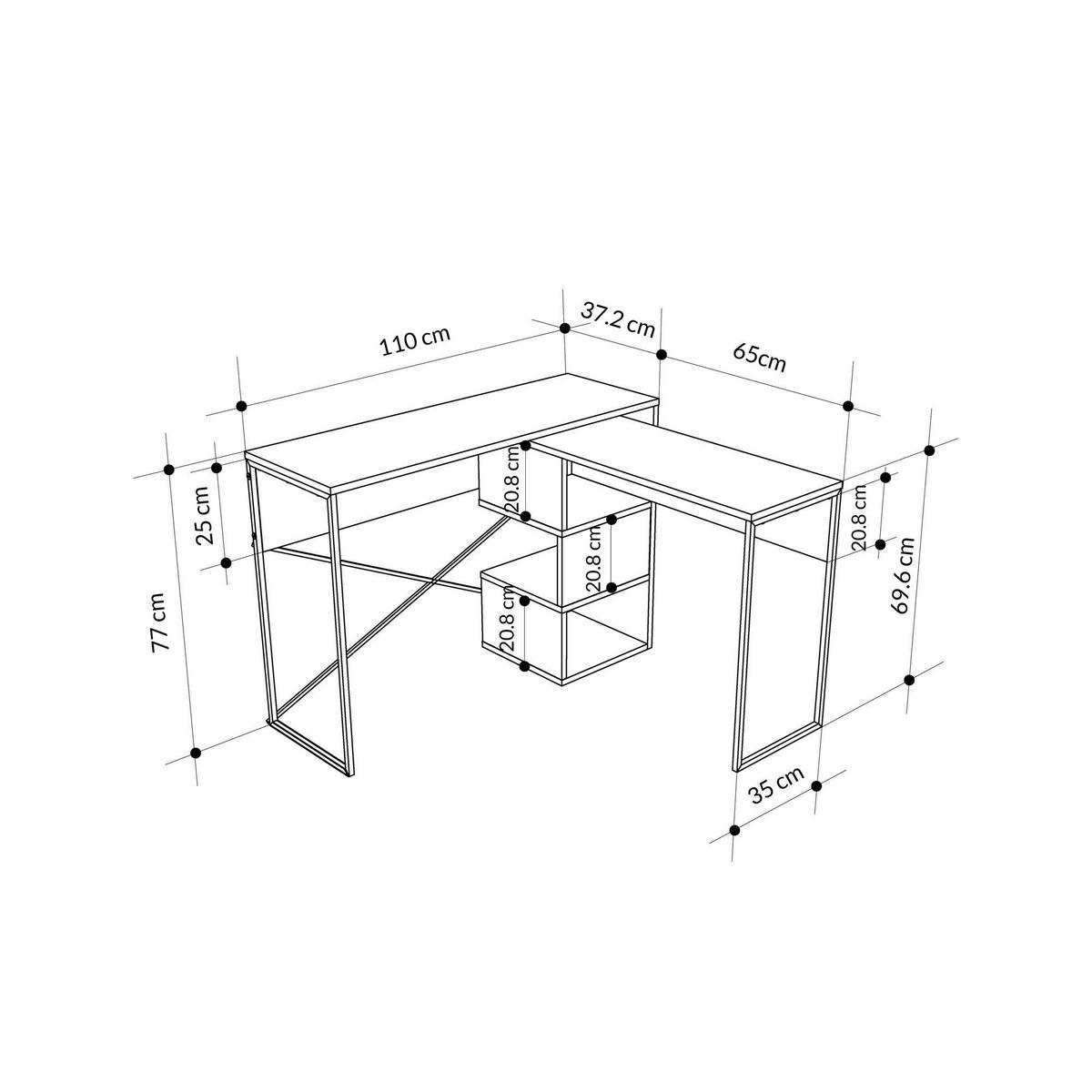 SCHREIBTISCH badau Grau - Grau, Holz (110/102/77cm) - Habitat Garten