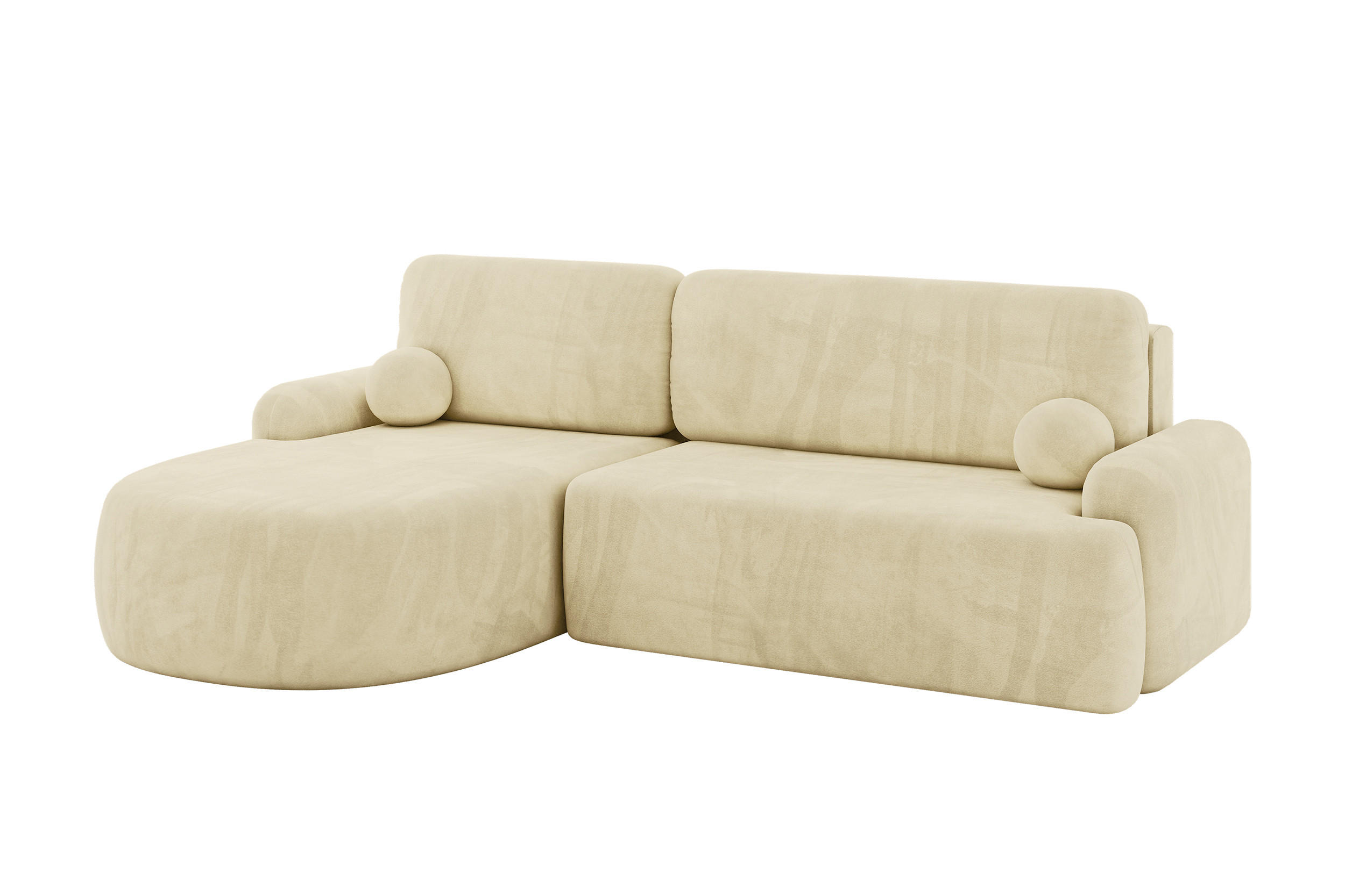 WOHNLANDSCHAFT mit Schlaffunktion und Bettkasten LIRA-L - 264x172x89 Beige - Beige, Holzwerkstoff/Textil (264/172cm) - ALTDECOR