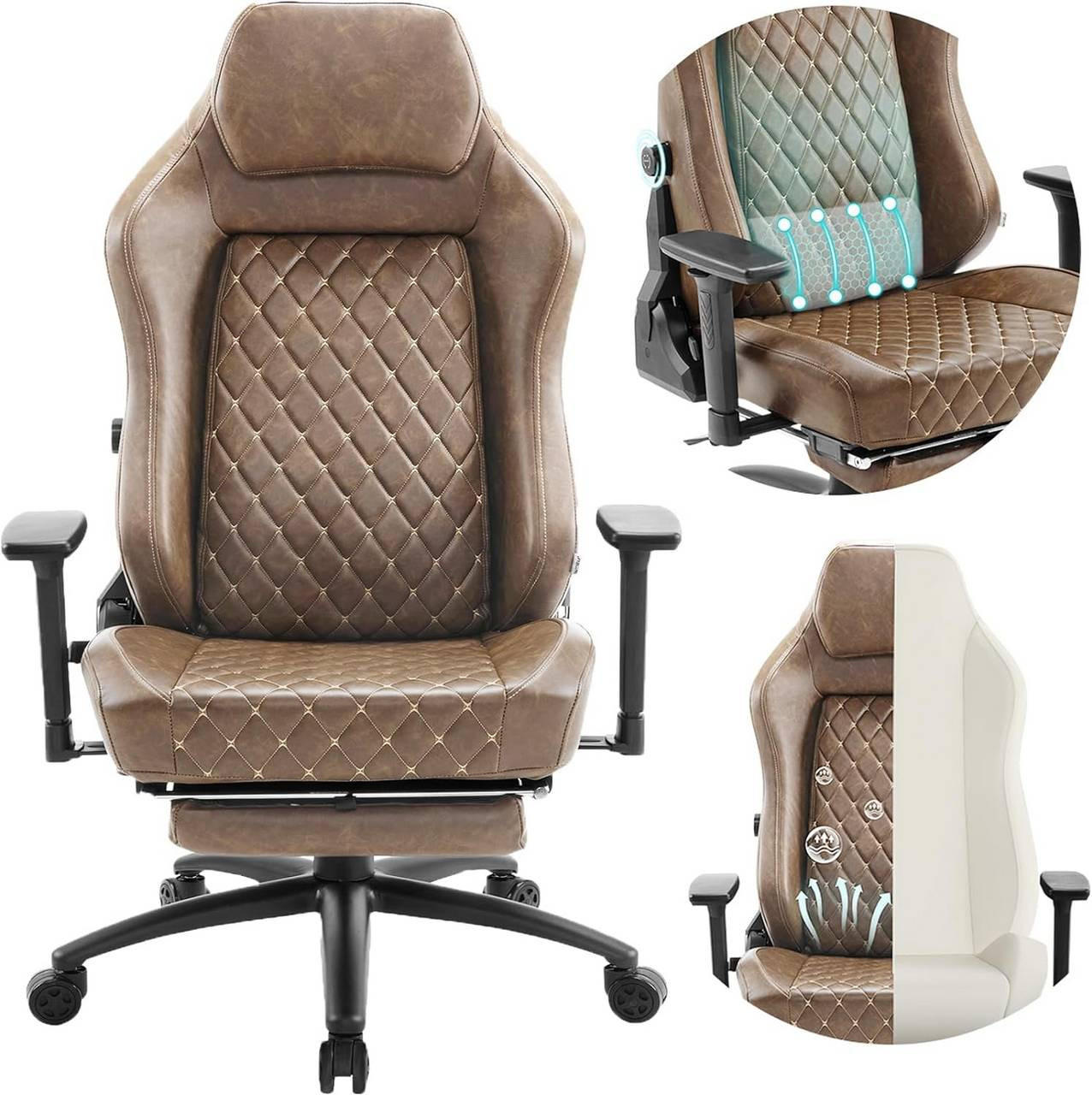 GAMINGSTUHL Kunstleder, Metallrahmen, Braun - Schwarz/Braun, Kunststoff/Textil (73/122.5/65cm) - Woltu