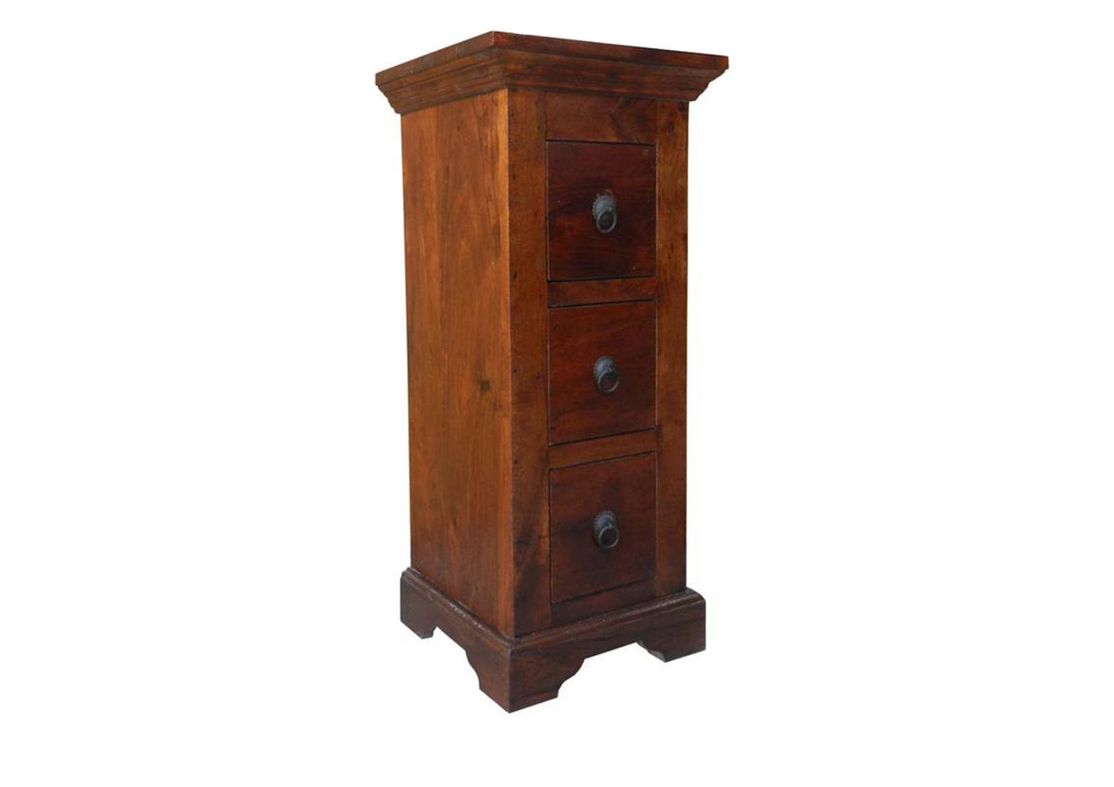 KOMMODE Akazie 33x31x74 nougat lackiert OXFORD #501 - Dunkelbraun, Holz (33/74/31cm) - Massivmoebel24