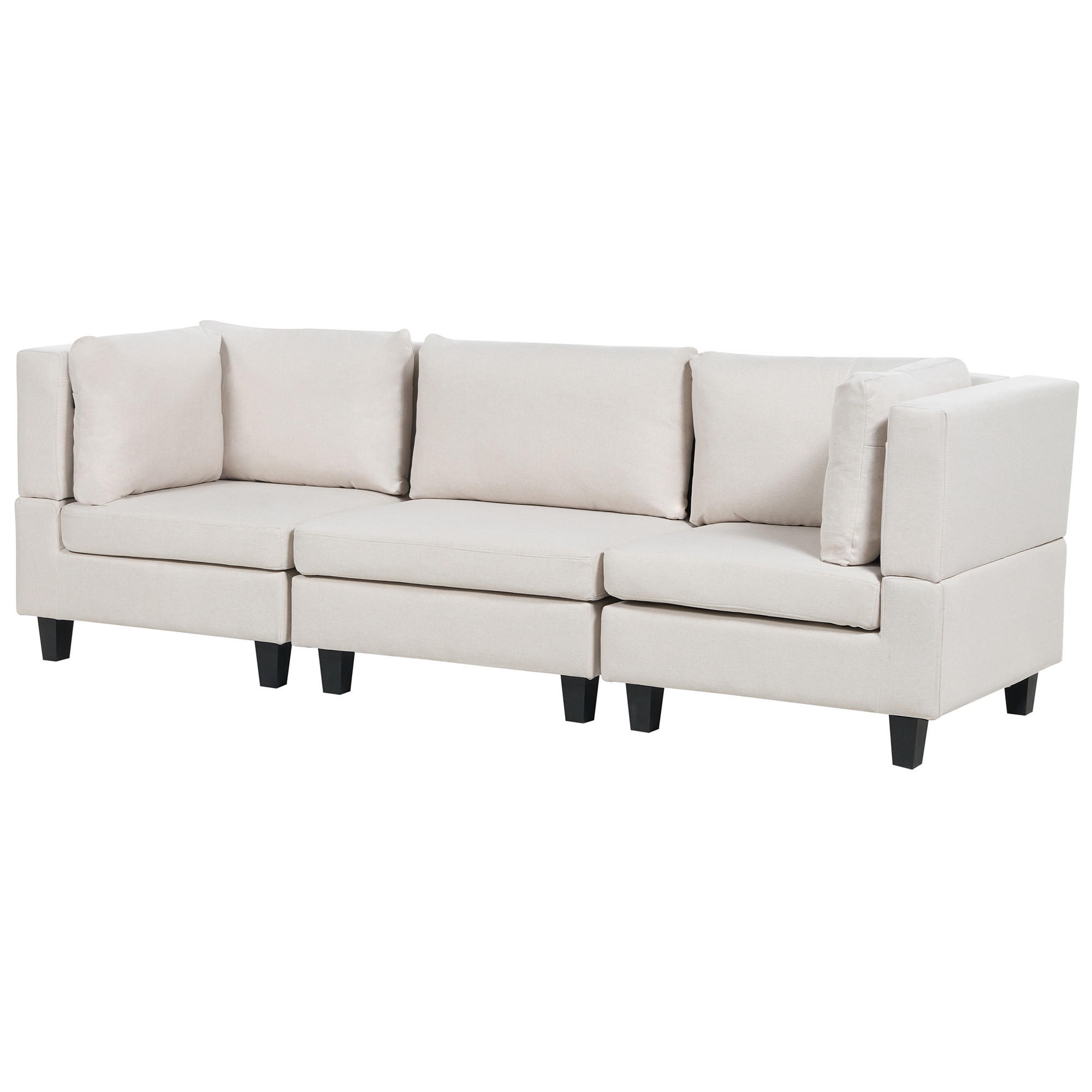 3-SITZER-SOFA Leinenoptik hellbeige Unstad - Beige/Schwarz, Textil (228/72/76cm) - Beliani
