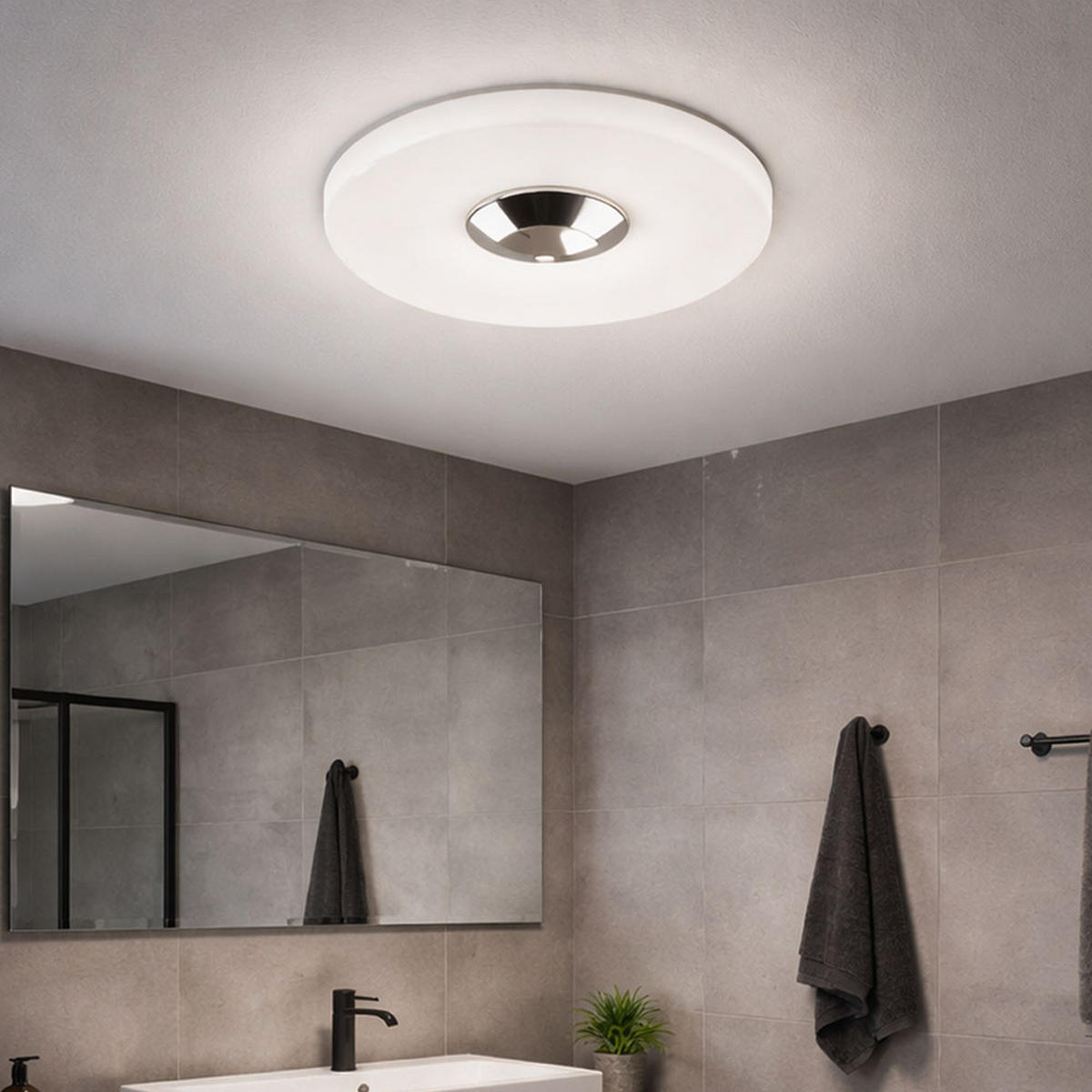 LED DECKENLEUCHTE Chrom Opal - Weiß, Metall (29/29/8cm) - Briloner