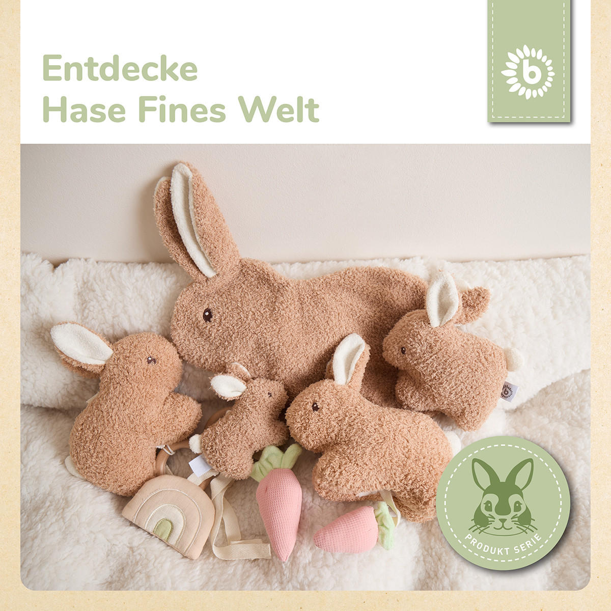 KUSCHELTIER Hase aus Boucle - Ab Geburt - Braun, Textil (13/17cm) - Bieco Spielwaren