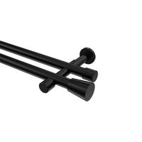 GARDINENSTANGEN-SET Prestige Sitra 200 cm, 2-läufig (ohne Ringe), 20 mm Ø Schwarz - Schwarz, Metall (200cm) - INTERDECO