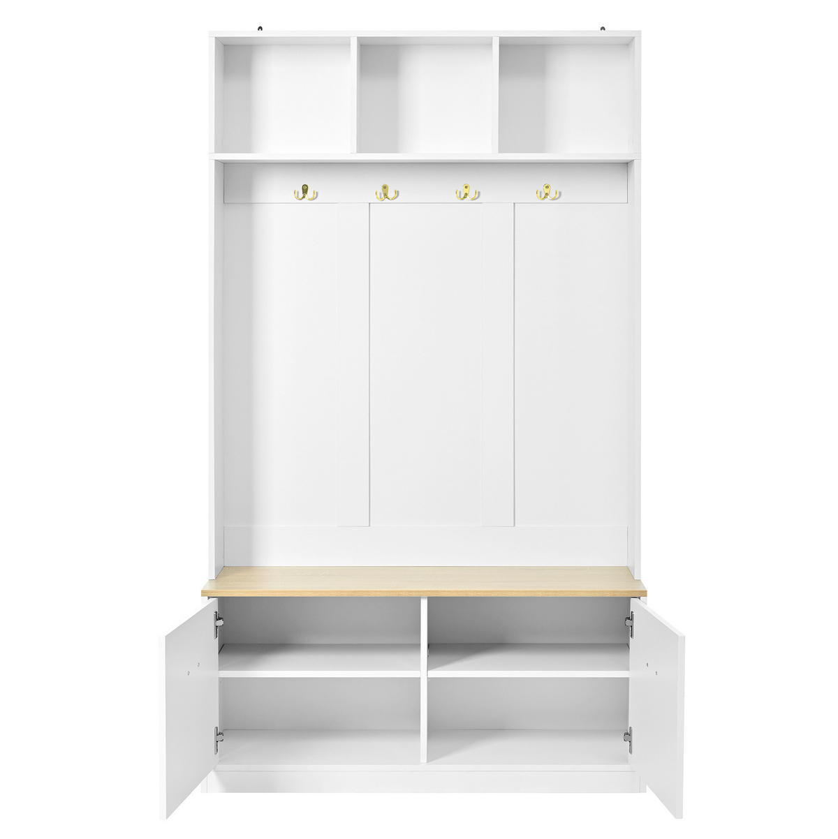 GARDEROBENSET mit Sitzbank 105 x 40 x 180 cm Holzoptik Weiß - Weiß, Holzwerkstoff (40/180/105cm) - Beauniv