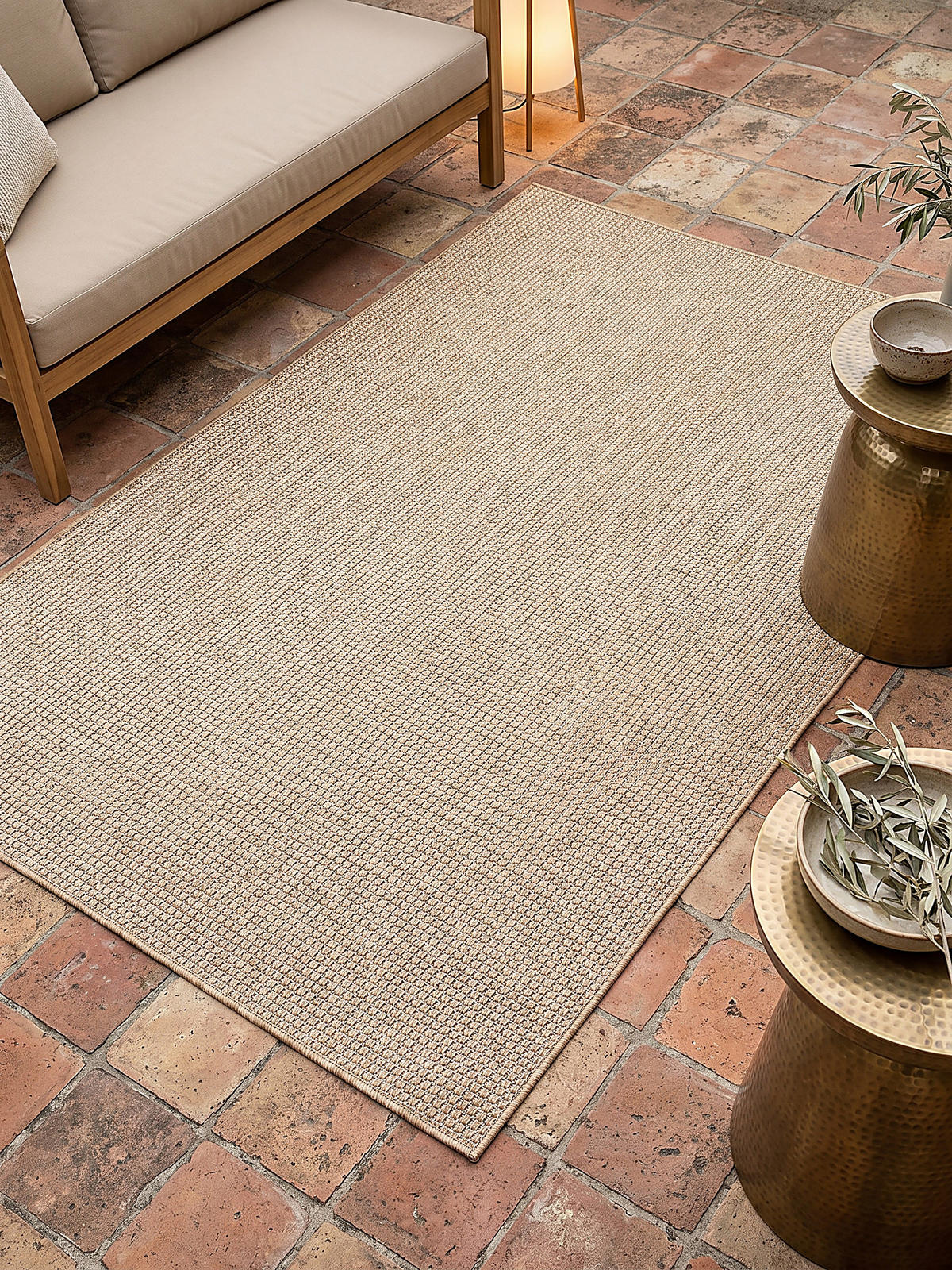 TEPPICH Flachgewebe, Outdoor, Fußbodenheizung-geeignet, VIGOLENO in Sand, 160 x 220 cm - Beige, Textil (160/220cm) - KADIMA DESIGN