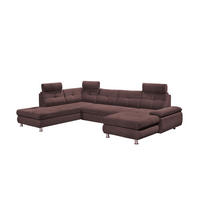 WOHNLANDSCHAFT mit Schlaffunktion, Bettkasten und verstellbaren Arm- und Kopflehnen - Chromfarben/Aubergine, Textil/Metall (349/88/233cm) - ed exciting design
