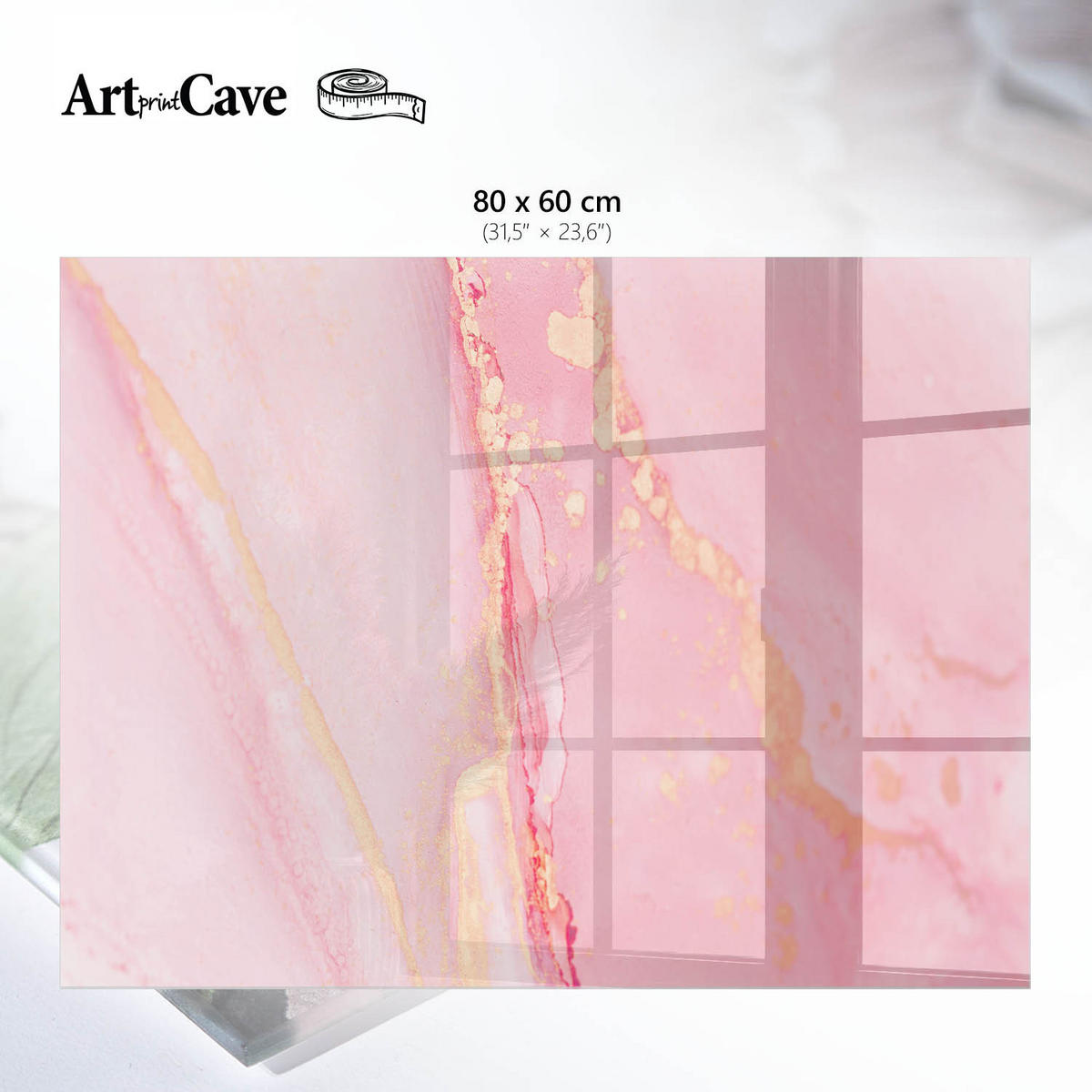 GLASPLATTE 80x60 cm – Rosa Abstraktion - Beige, Glas (0.4/80/60cm) - ArtPrintCave