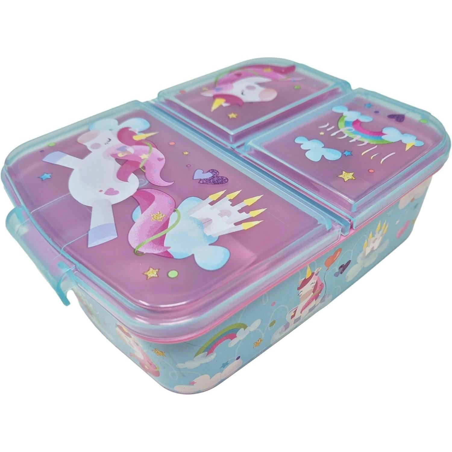 BROTDOSE mit Fächern Einhorn Motiv BPA frei 18 cm - Multicolor, Kunststoff (14/7/18cm)