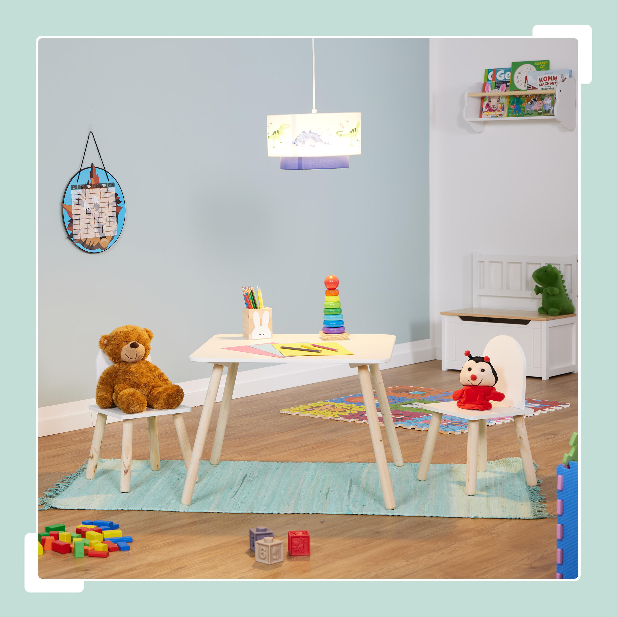 KINDERSITZGRUPPE - Multicolor, Holz/Holzwerkstoff (60/45/60cm) - Relaxdays