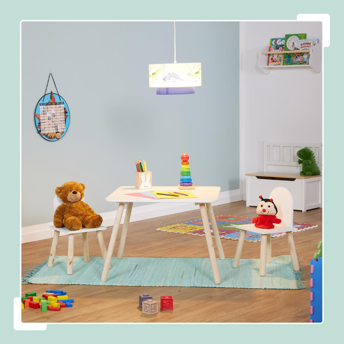 KINDERSITZGRUPPE - Multicolor, Holz/Holzwerkstoff (60/45/60cm) - Relaxdays