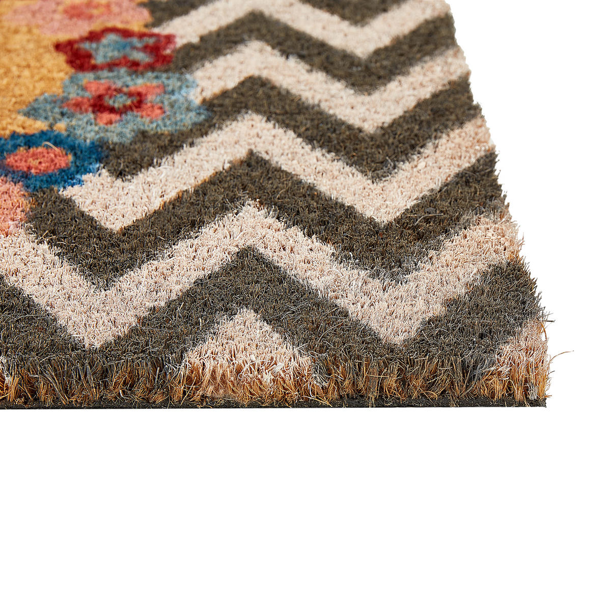 FUSSMATTE Bunt 40/60 cm Schriftzug Kokosfasern Tahan - Multicolor, Naturmaterialien (40/60cm) - Beliani