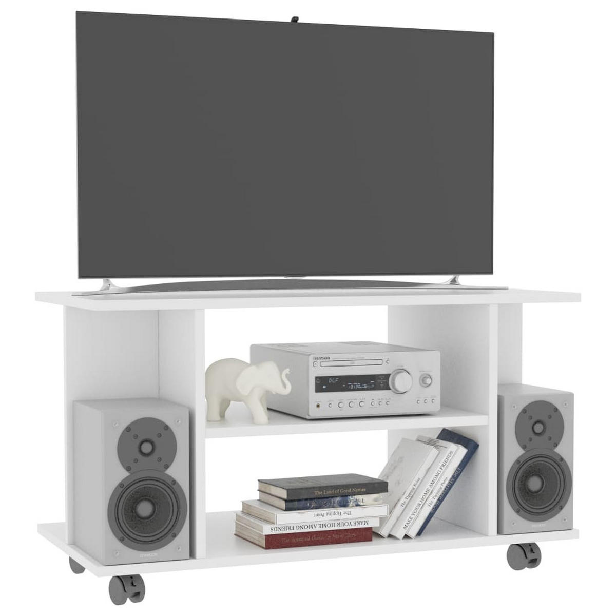 TV-SCHRANK Mit Rollen Weiss 80/40/45 Cm Holzwerkstoff - Weiß, Holzwerkstoff (40/45/80cm) - vidaXL