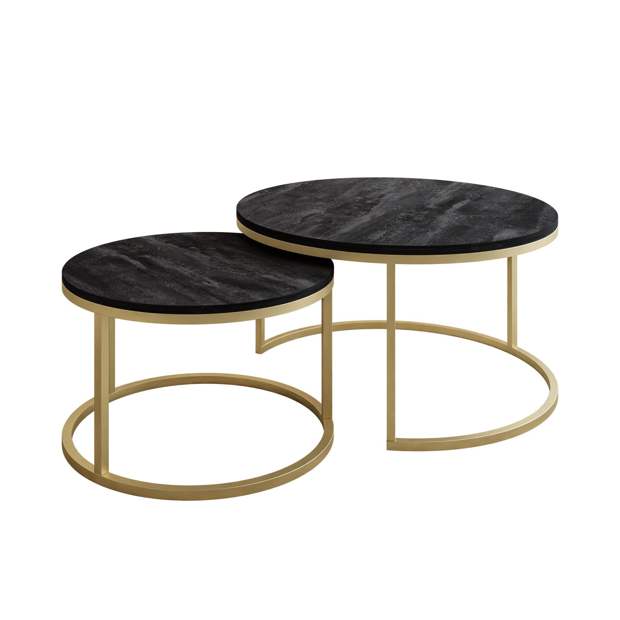 Lookway Couchtisch Gold, Grau 80x48x80 cm