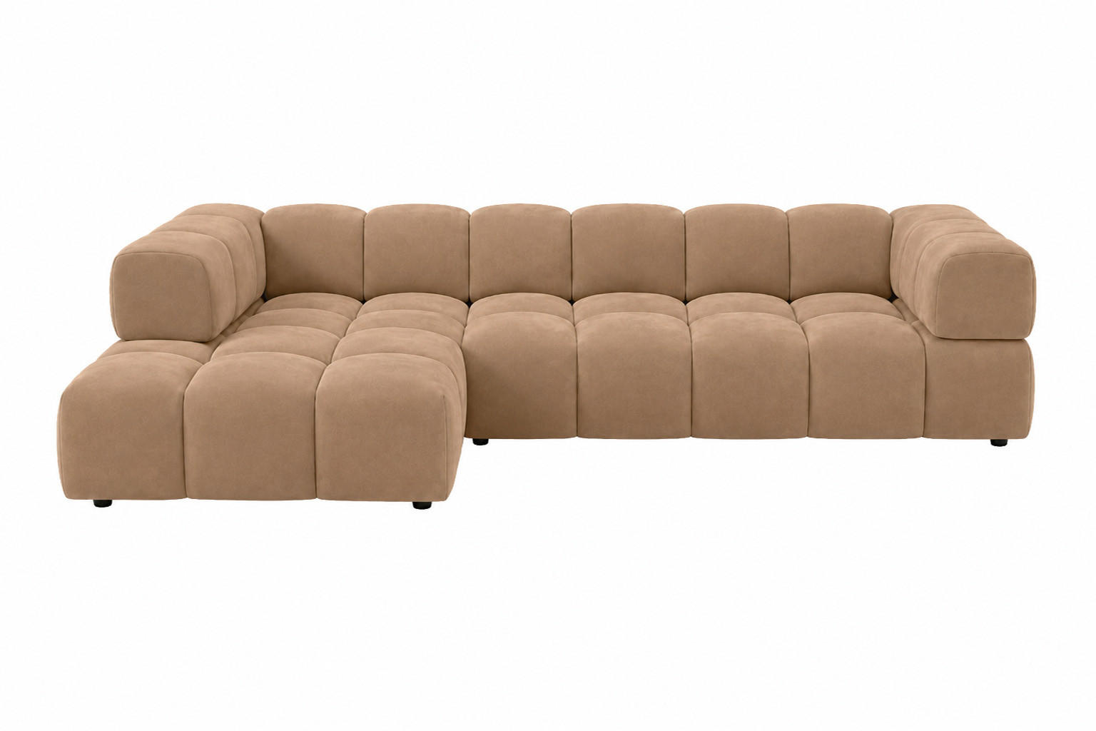 ECKSOFA L-Form, Veloursstoff Bluvel, Latte, Links, Averro XL - Cappuccino, Holz (320/150cm) - Kaiser Möbel