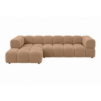 ECKSOFA L-Form, Veloursstoff Bluvel, Latte, Links, Averro XL - Cappuccino, Holz (320/150cm) - Kaiser Möbel