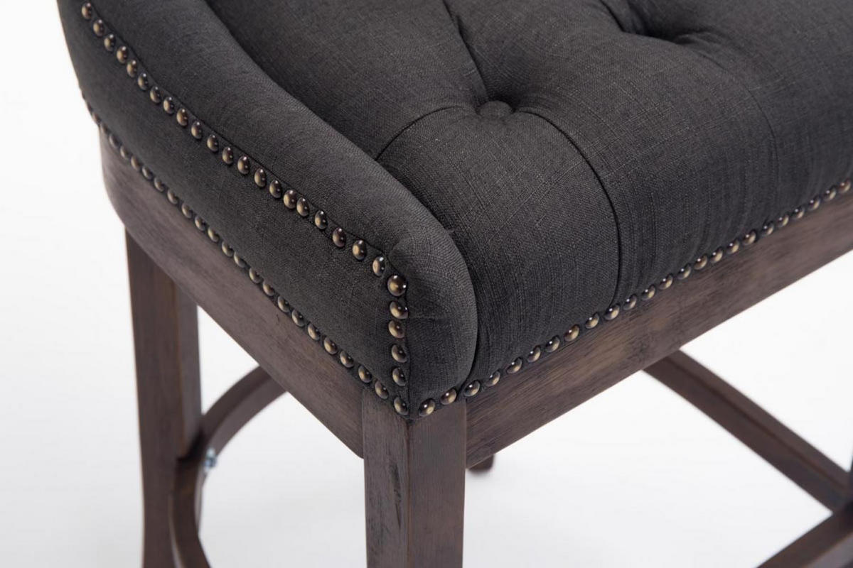 BARHOCKER Stoff dunkelgrau - Dunkelgrau/Dunkelbraun, Holz/Textil (55/109/57cm) - CLP