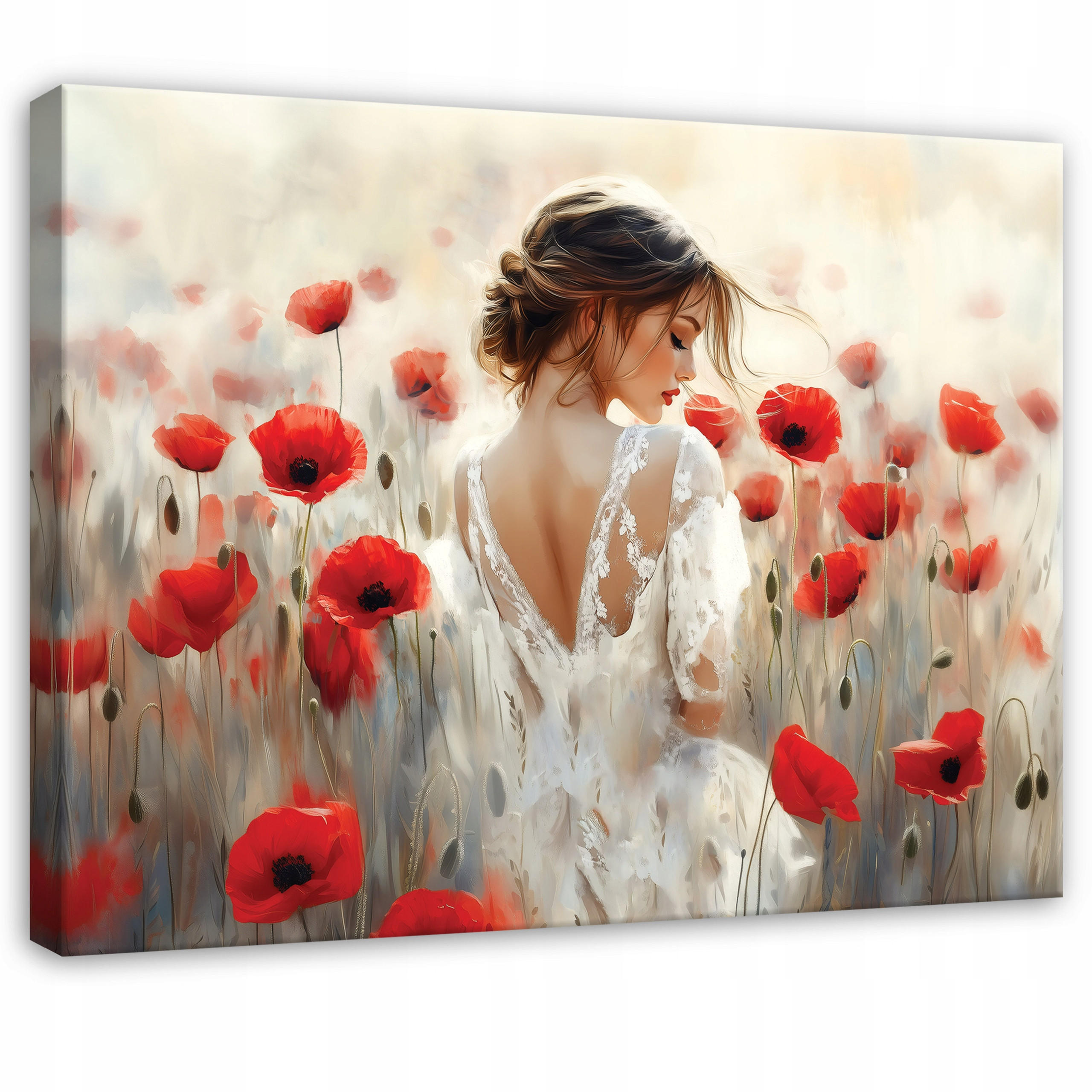 Wallarena OBRAZ na plátně žena květiny béžová 100x70 cm