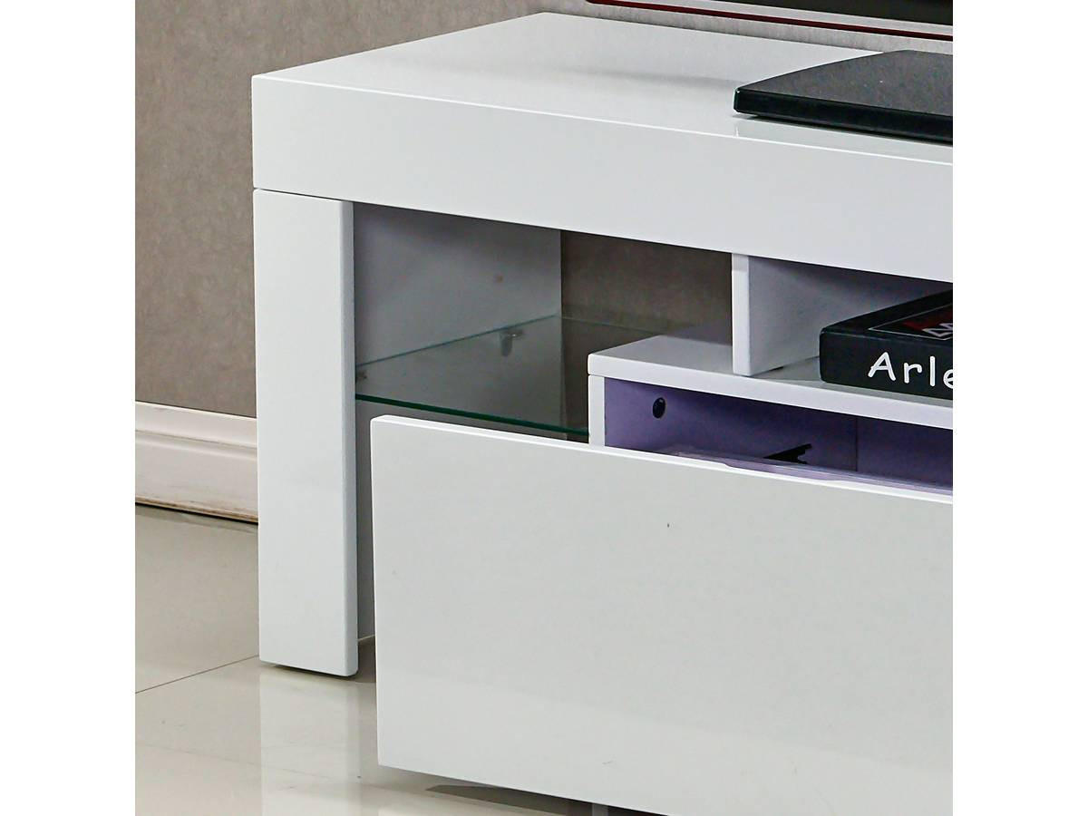 TV-MÖBEL borda - Weiß Hochglanz, Holz (27/8.5/130cm) - Habitat Garten