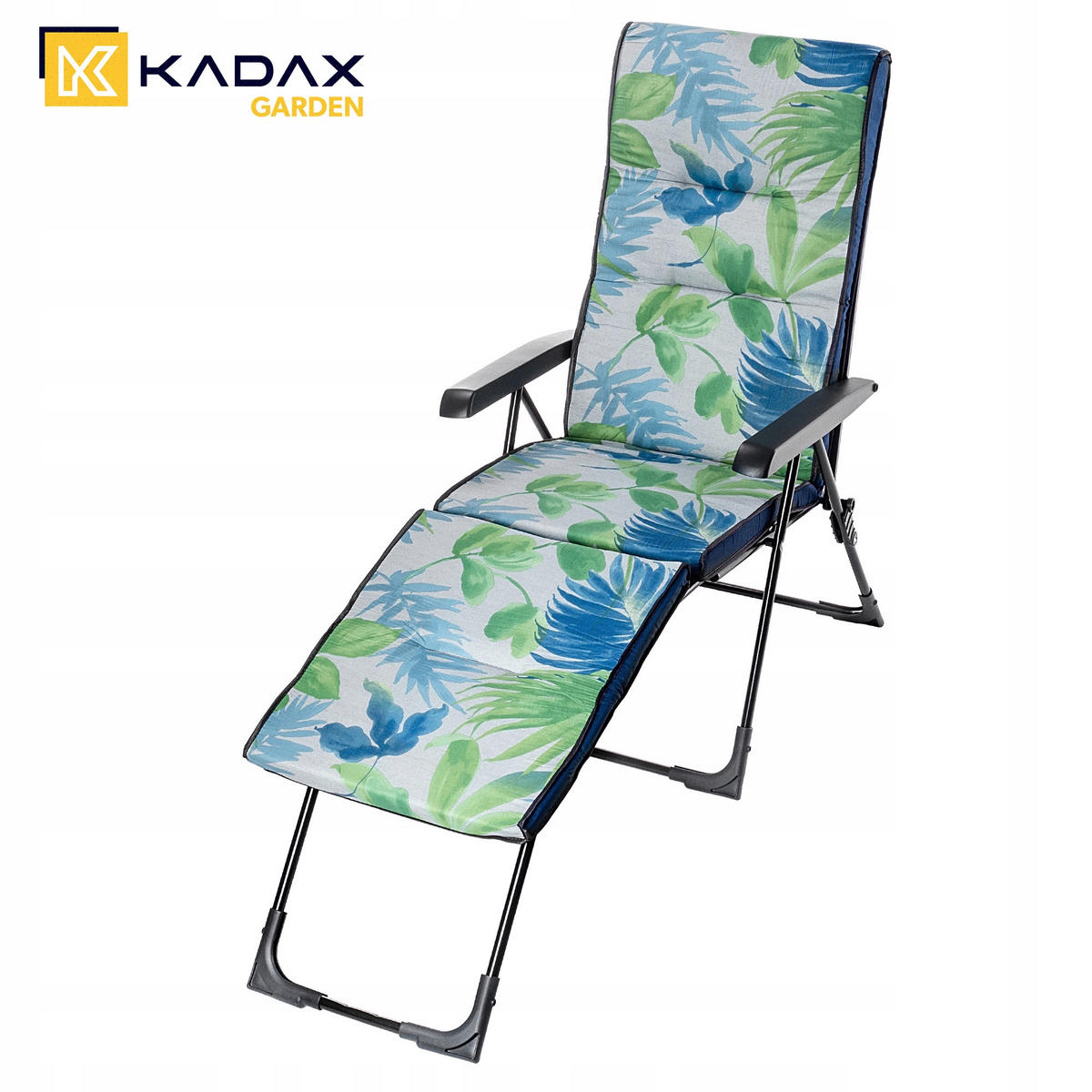 GARTENLIEGE 189 x 58 cm Blätter - Blau/Grau, Metall (58/189cm) - KADAX