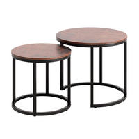 COUCHTISCH 2ER Set rund Eiche dunkel - Braun, Holzwerkstoff (50/50/42.5cm) - Home Collective