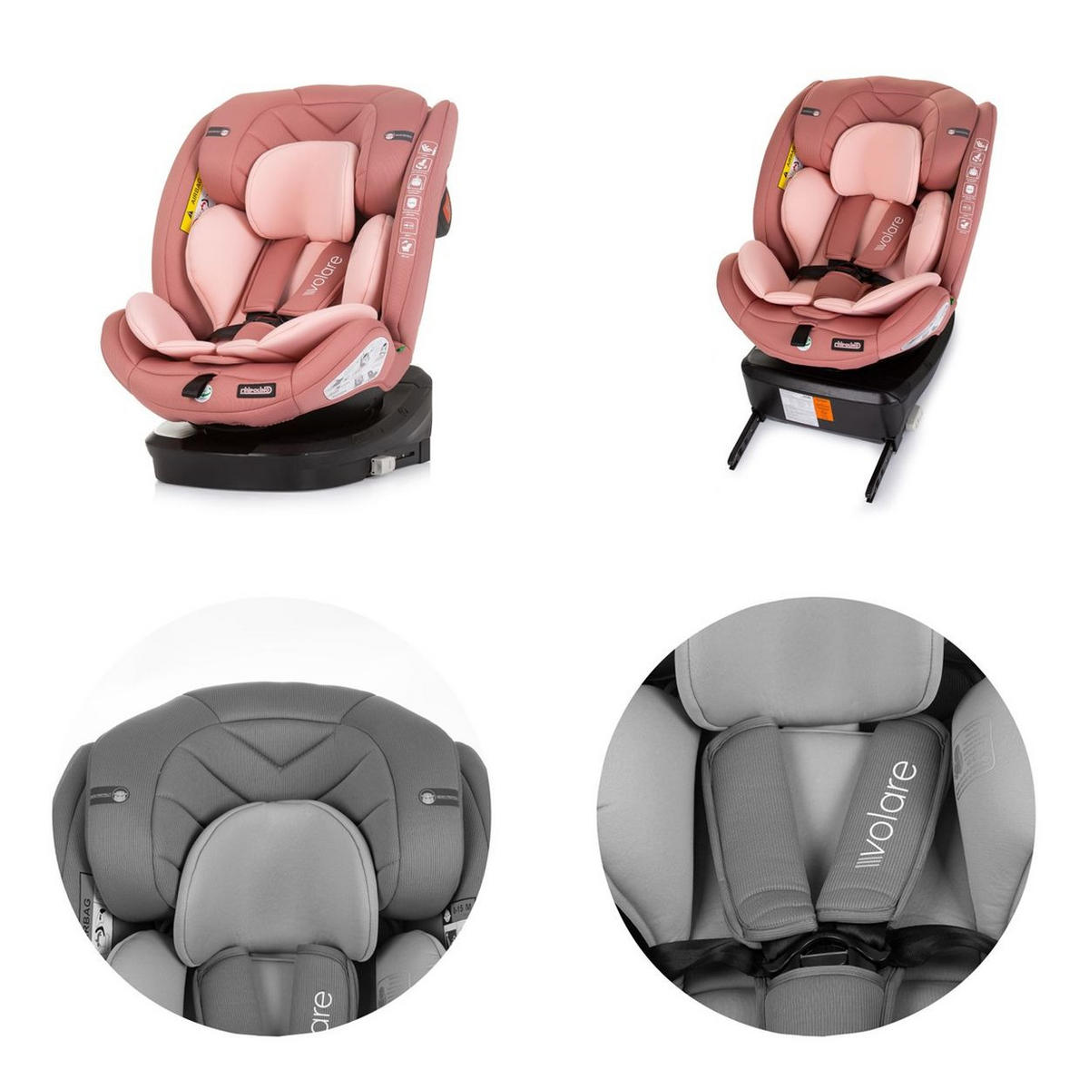 KINDERSITZ Volare i-Size (40-150cm) rosa Isofix, drehbar, SPS, Top Tether - Rosa, Kunststoff (46/78/42cm) - Chipolino