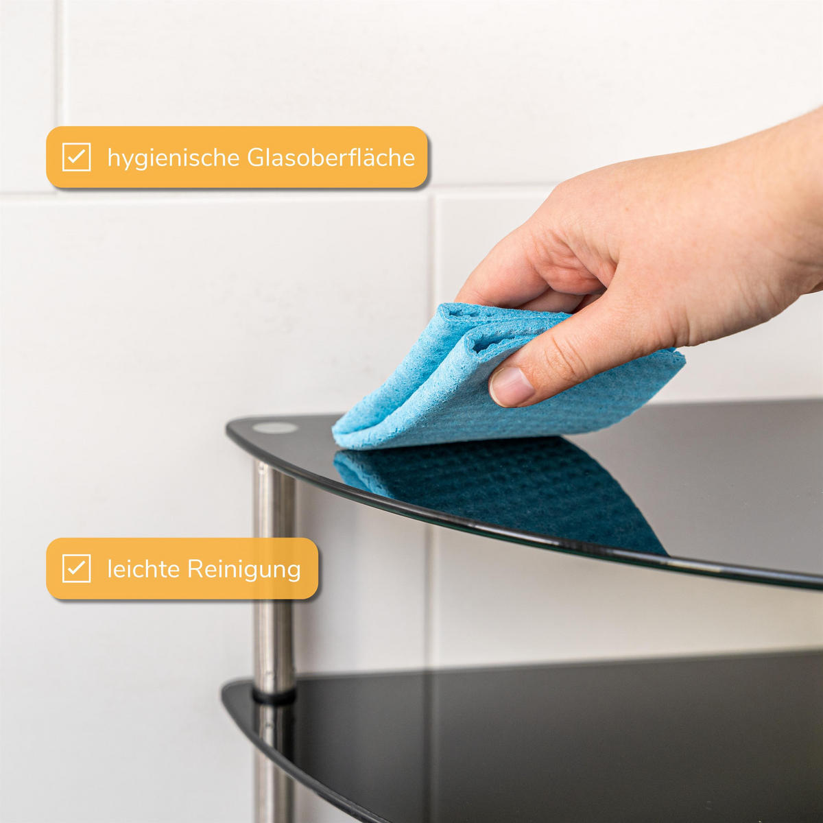 ECKREGAL, Glas, Metall, schwarz - Schwarz, Glas (28/21/28cm) - bremermann