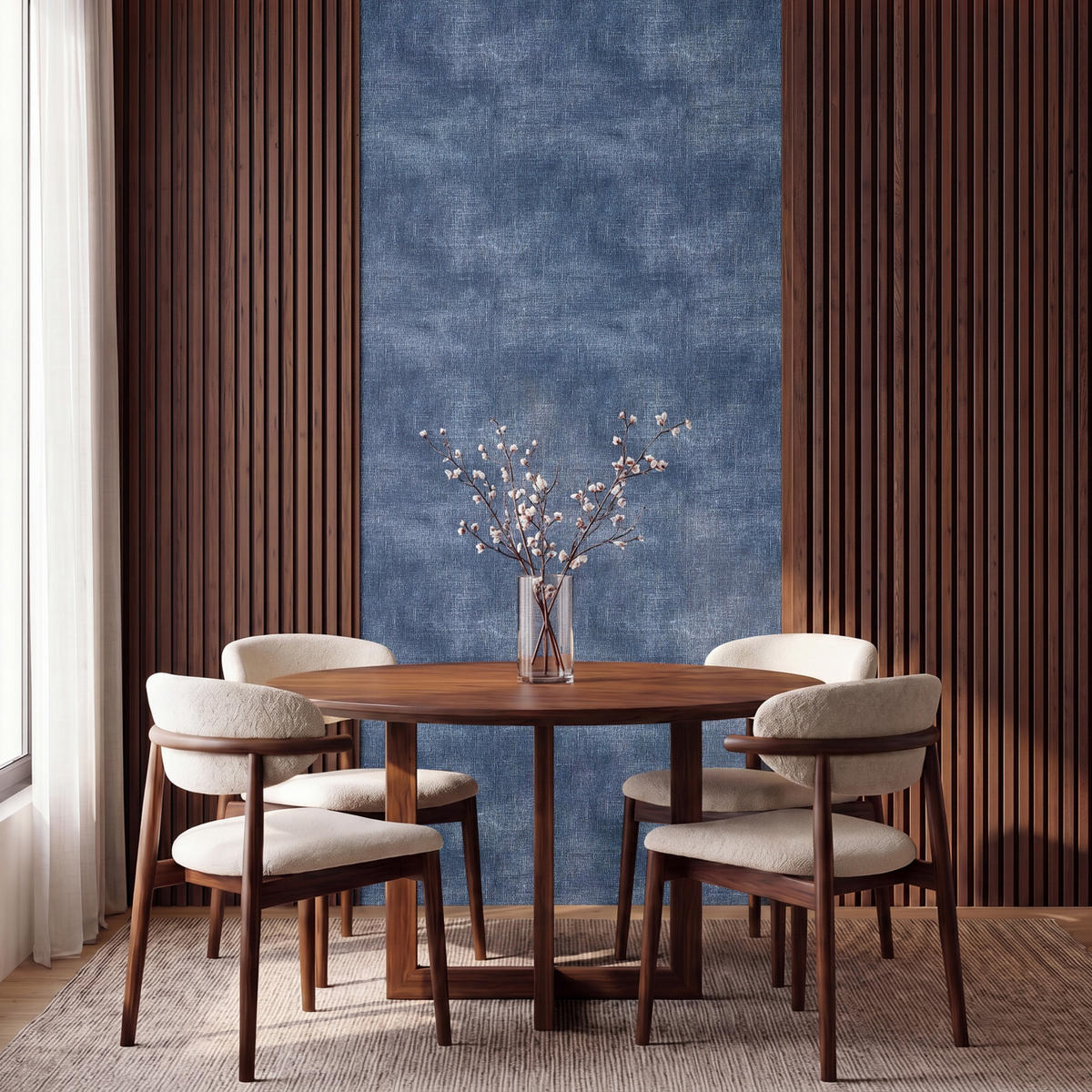 TAPETE - Leinen - Textur - Muster - Denim - Rustikal - 140x260 cm - Blau, Papier (140/260cm) - OnlyWow