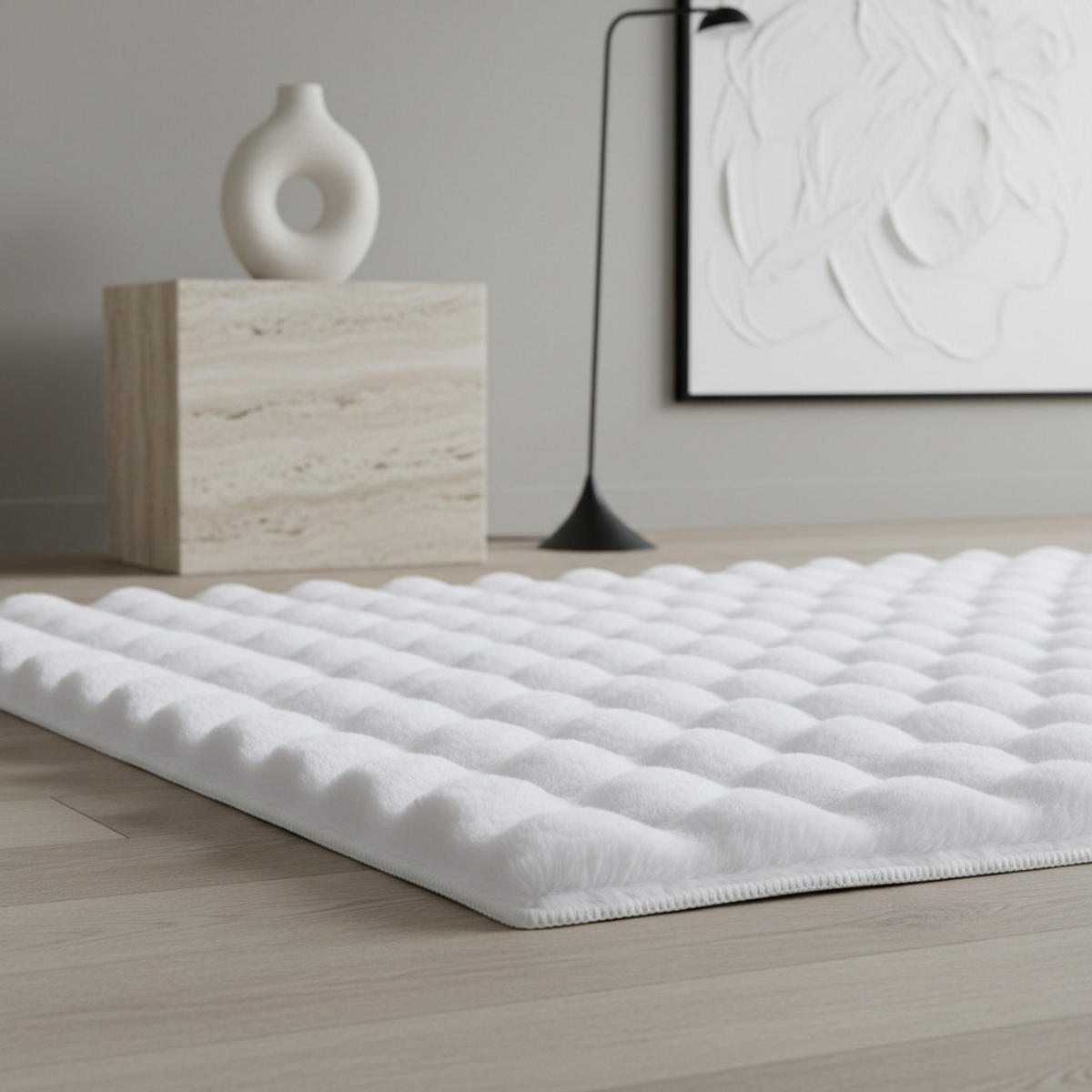 HOCHFLORTEPPICH Waschbar NAUDERS, einfarbig, Weiß, 140 x 200 cm - Weiß, Textil (140/200cm) - KADIMA DESIGN