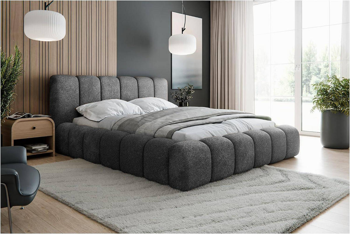 BETT SOFINA - Dunkelgrau, Holzwerkstoff (120/200cm) - Meblini