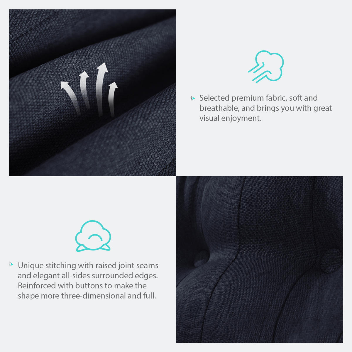 RÜCKENKISSEN Leinenlook Anthracite 120 cm - Anthrazit, Textil (45/120cm) - Vercart